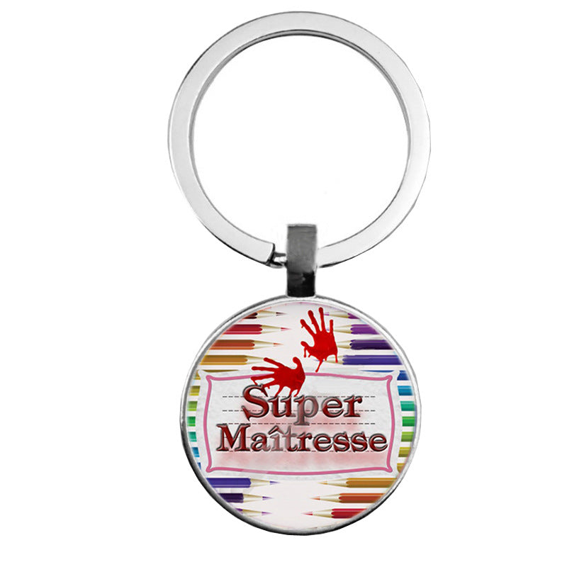 Wholesale of 25MM Time Gemstones Alloy Keychain