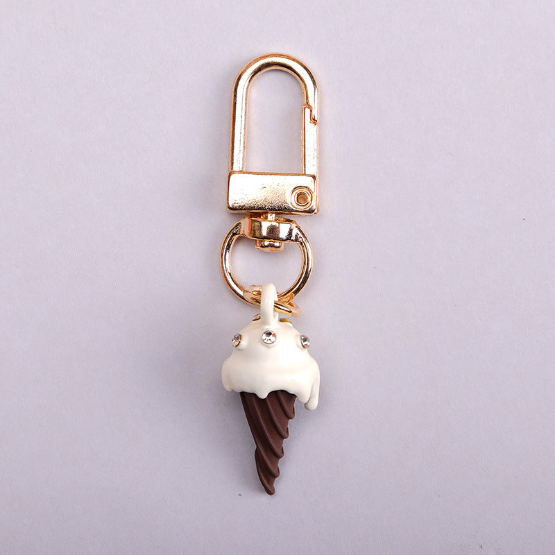 Wholesale Bag Pendant with Diamond Ice Cream Metal Keychain
