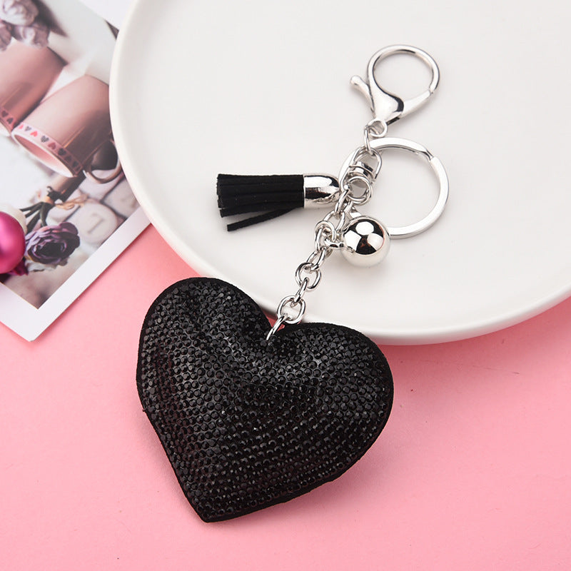 Wholesale Creative Heart-Shaped Diamond-Encrusted Bag Keychain