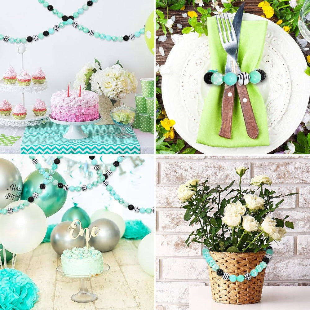 Wholesale Whaline 50Pcs 20mm Cow Theme Beads 12 Styles Mixed Bubblegum Beads Set Green Black Spacer Bead Chunky Beads Jumbo Plastic Beads for Crafts and Jewelry Making Boutique Craft Supplies