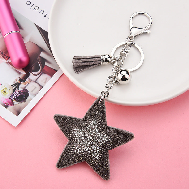 Wholesale Sequin Creative Two-color Diamond Five-pointed Star Tassel Keychain
