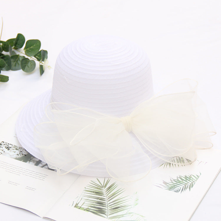 Wholesale Organza Basin Hat Bow Mesh Sunshade Hat