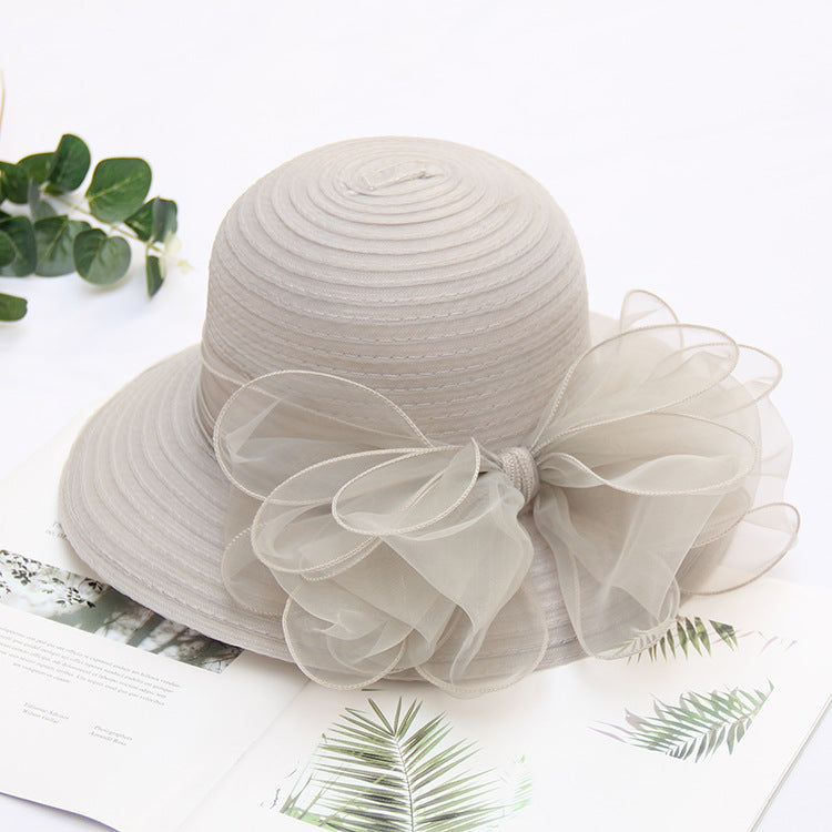 Wholesale Organza Basin Hat Bow Mesh Sunshade Hat