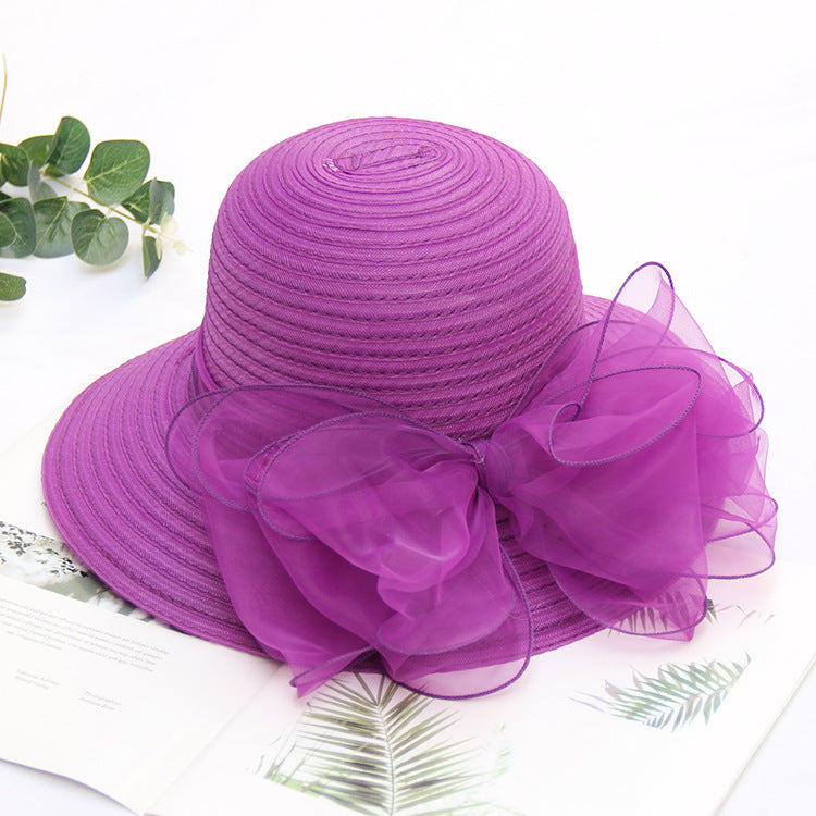 Wholesale Organza Basin Hat Bow Mesh Sunshade Hat