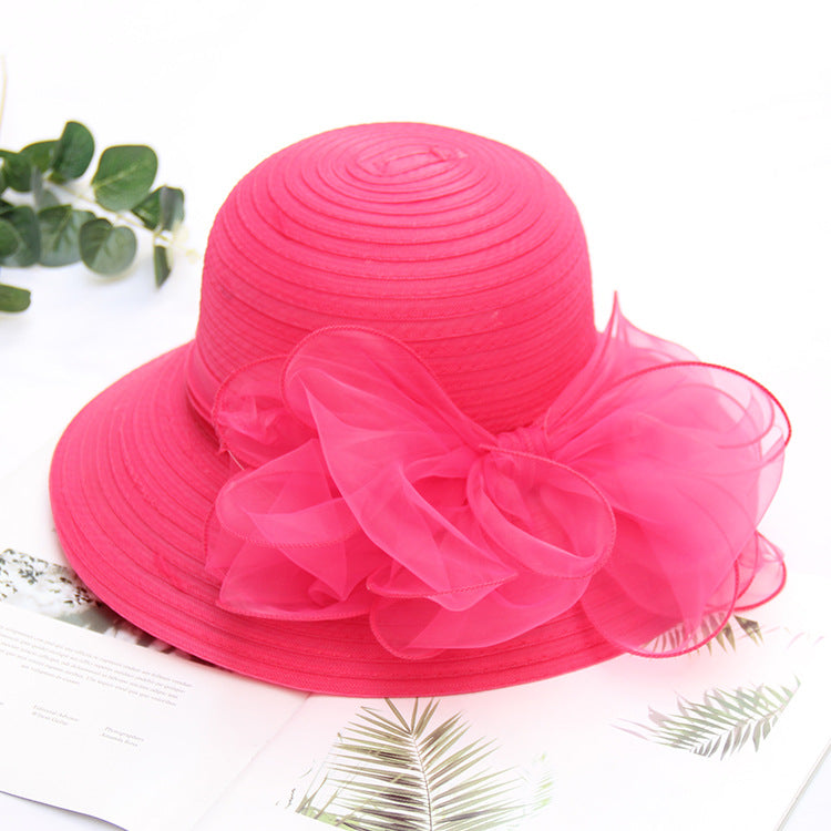 Wholesale Organza Basin Hat Bow Mesh Sunshade Hat