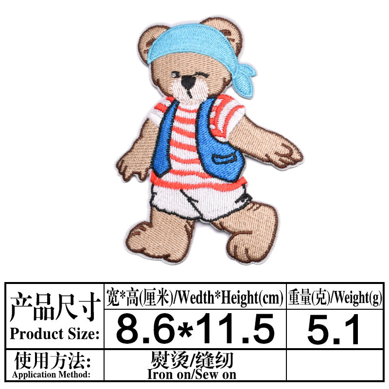 Wholesale Cartoon Bear Iron On Patches Large Embroidery Repair Stickers For Clothing Set Of 7 Styles Fashion Accessory For Coats And Sweaters