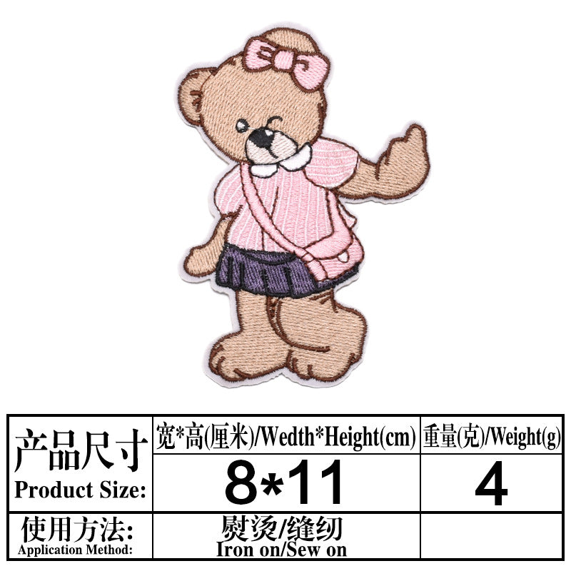 Wholesale Cartoon Bear Iron On Patches Large Embroidery Repair Stickers For Clothing Set Of 7 Styles Fashion Accessory For Coats And Sweaters