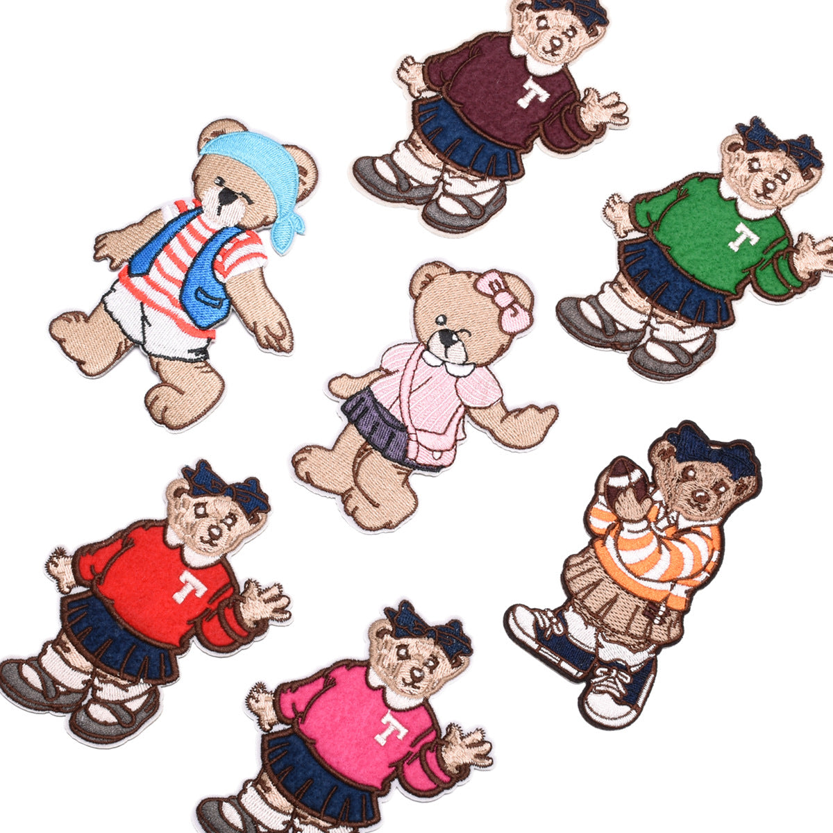 Wholesale Cartoon Bear Iron On Patches Large Embroidery Repair Stickers For Clothing Set Of 7 Styles Fashion Accessory For Coats And Sweaters