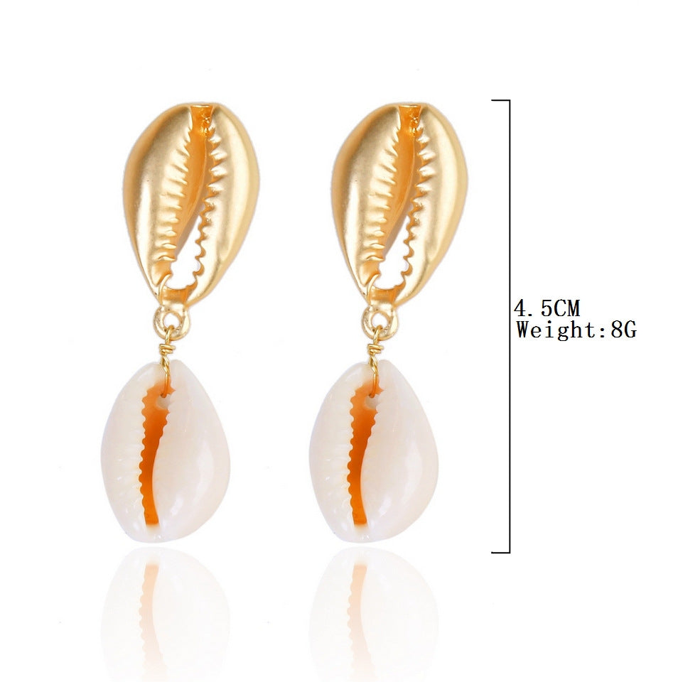 Wholesale Conch Shell Trend Ocean Alloy Natural Shell Earrings