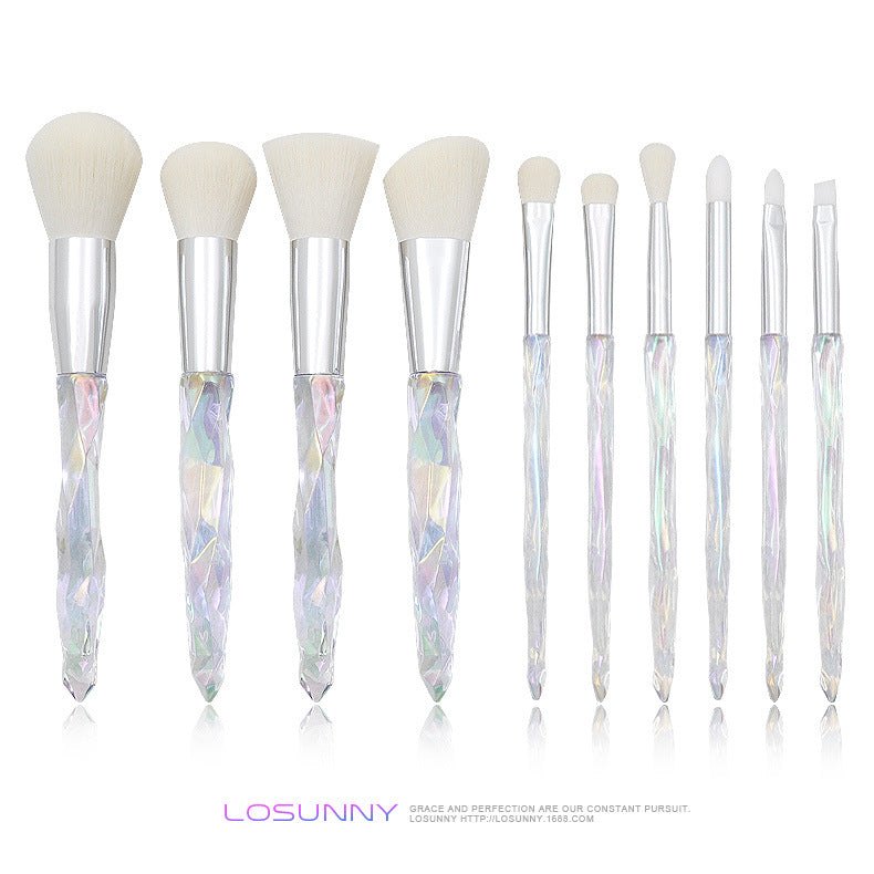 Wholesale 10pcs Glass Diamond Plastic Handle Makeup Brush