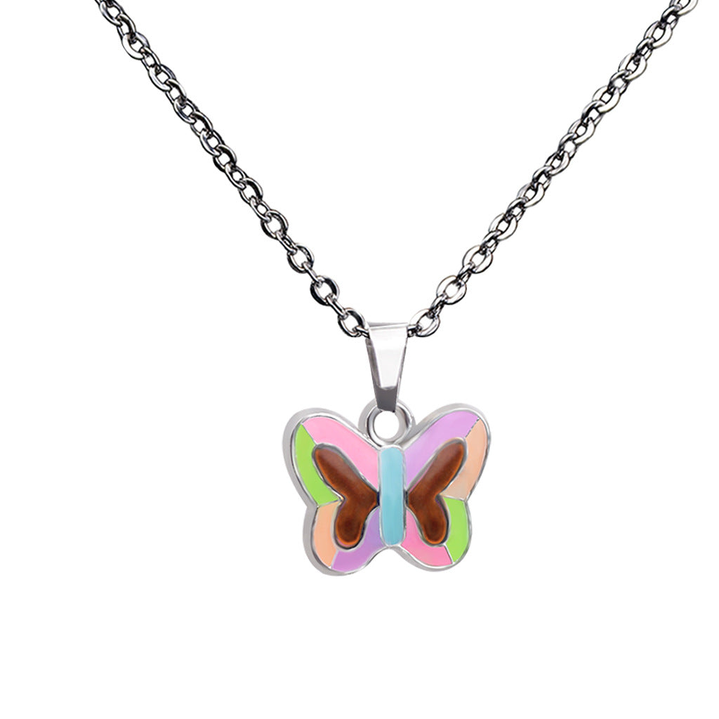 Wholesale Fluorescent Luminous Butterfly Heart Peace Pendant Temperature Sensitive Color Changing Necklaces