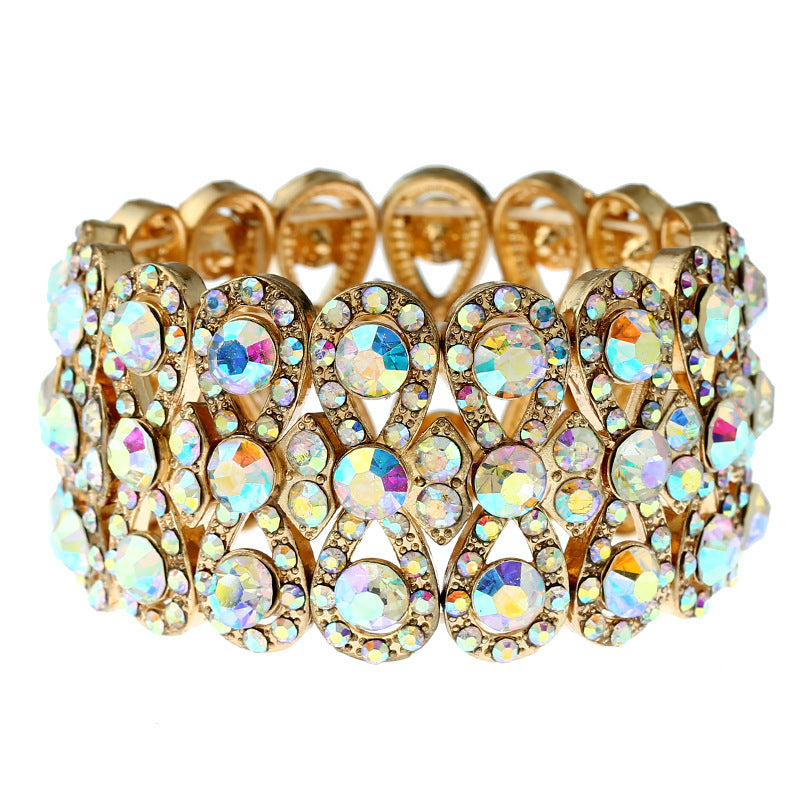 Wholesale Trendy Crystal Figure 8 Stretch Bracelet White Zinc Alloy Handmade Jewelry Everyday Wear Gift