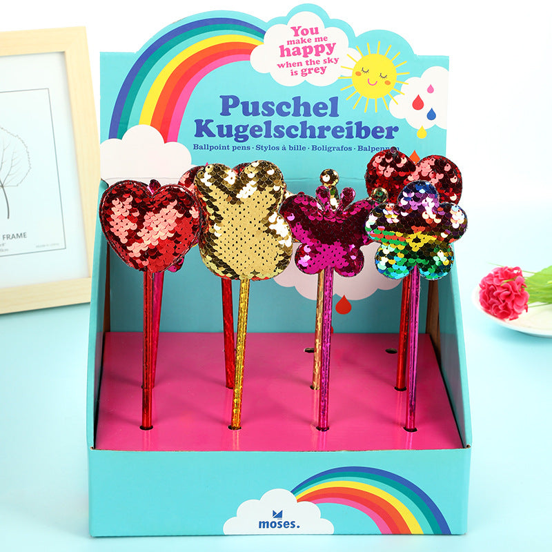 Bolígrafo tridimensional de tela de tela de lentejuelas de plástico al por mayor