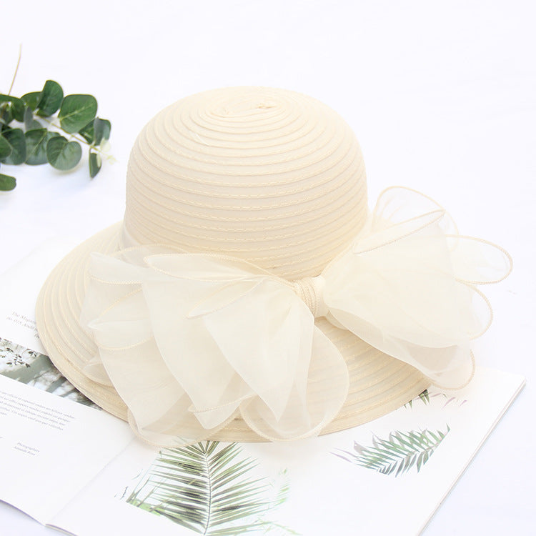 Wholesale Organza Basin Hat Bow Mesh Sunshade Hat