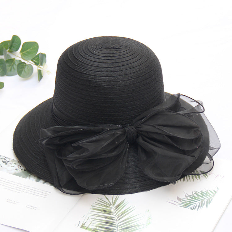 Wholesale Organza Basin Hat Bow Mesh Sunshade Hat
