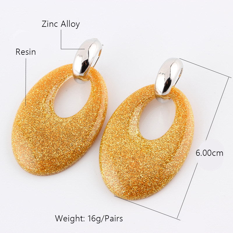 Wholesale Oval Resin Pendant Earrings
