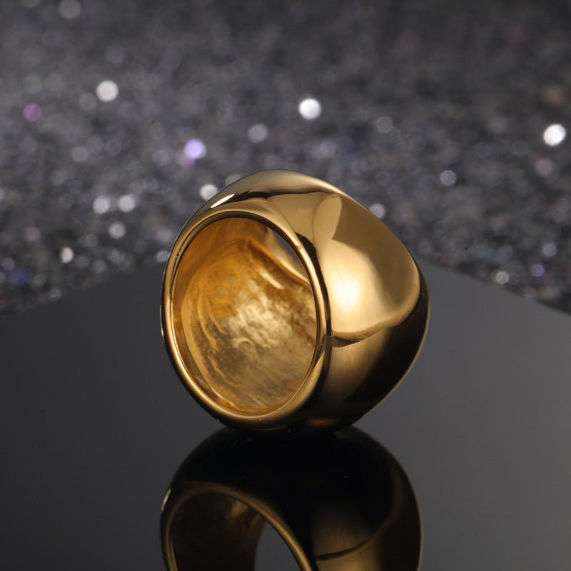 Wholesale Titanium Steel Arc Set Mirror Polished Ring