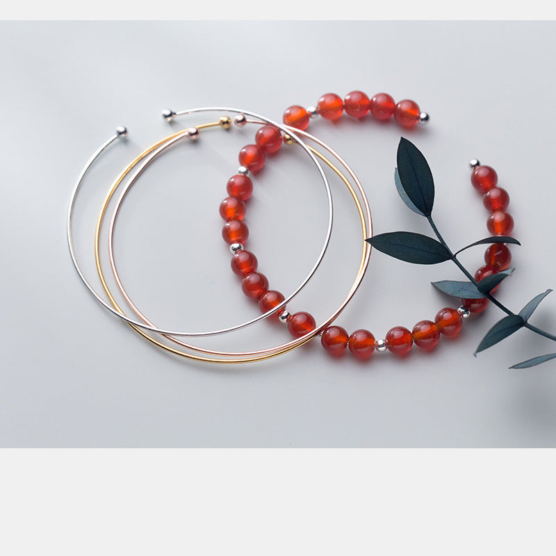 Wholesale String S925 Silver Open Bead Bracelet DIY Accessories Material