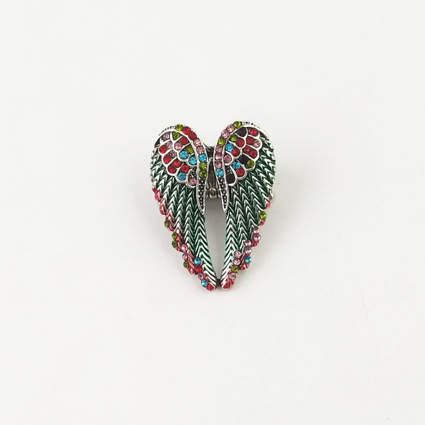 Wholesale Diamond-studded 3D Angel Wings Adjustable Vintage Ring