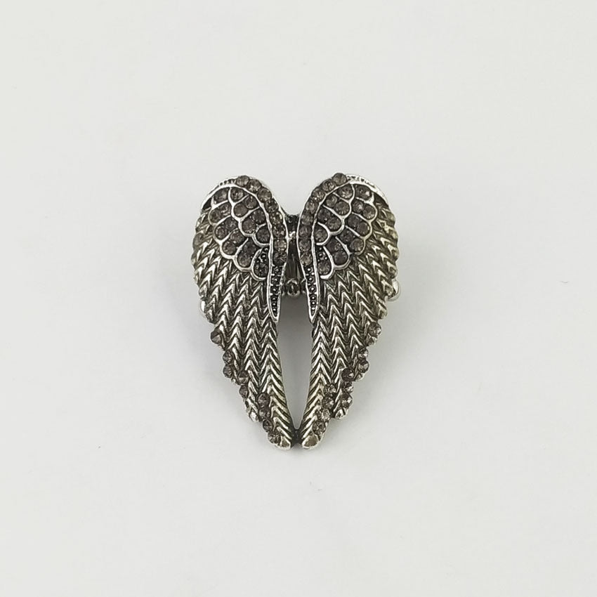 Wholesale Diamond-studded 3D Angel Wings Adjustable Vintage Ring