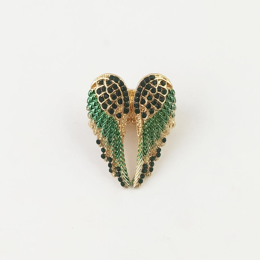 Wholesale Diamond-studded 3D Angel Wings Adjustable Vintage Ring