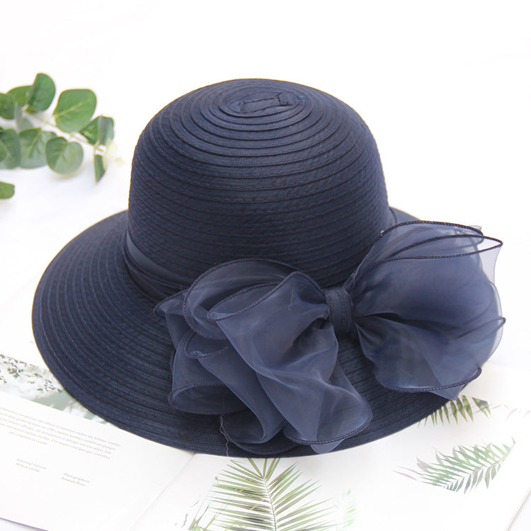 Wholesale Organza Basin Hat Bow Mesh Sunshade Hat