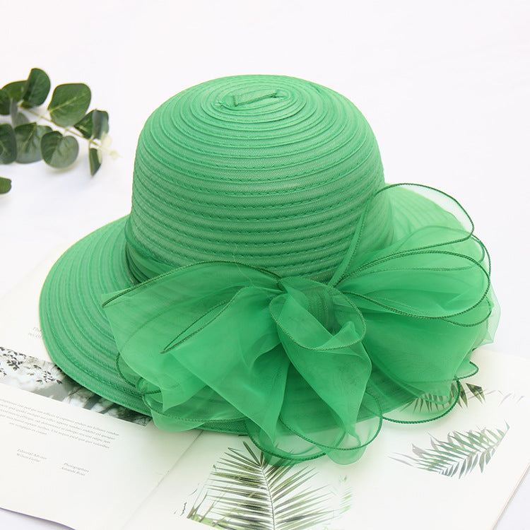 Wholesale Organza Basin Hat Bow Mesh Sunshade Hat