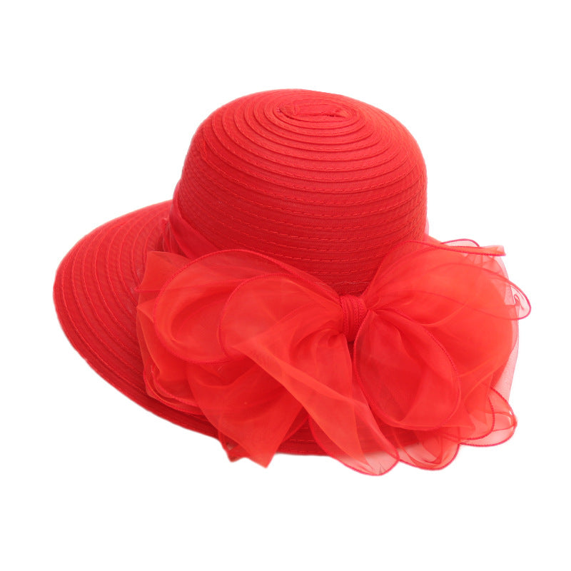 Wholesale Organza Basin Hat Bow Mesh Sunshade Hat