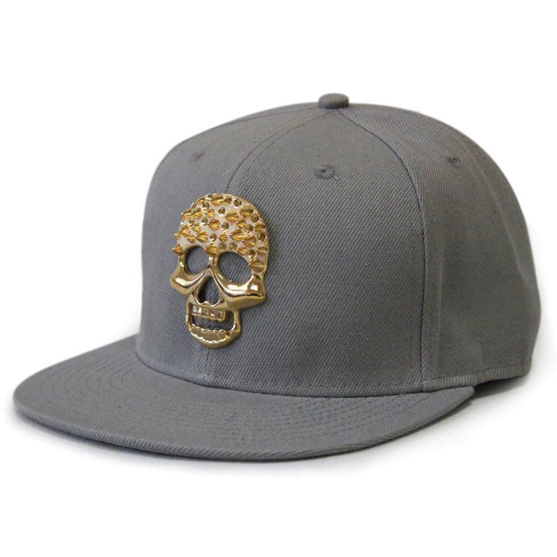 Wholesale  flat brim hat skull rivet hip hop baseball cap men's street dance hat trendy men's and Women's
