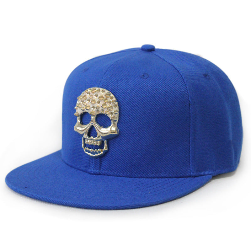 Wholesale  flat brim hat skull rivet hip hop baseball cap men's street dance hat trendy men's and Women's