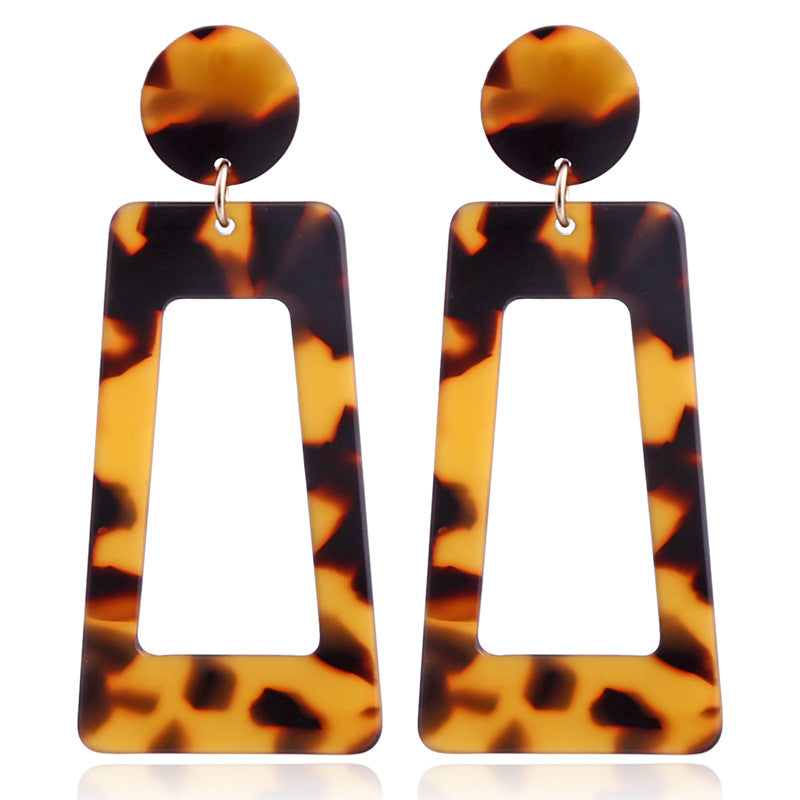 Wholesale Leopard Print Exaggerated Acetate Acrylic Strip Square T-shaped Earrings