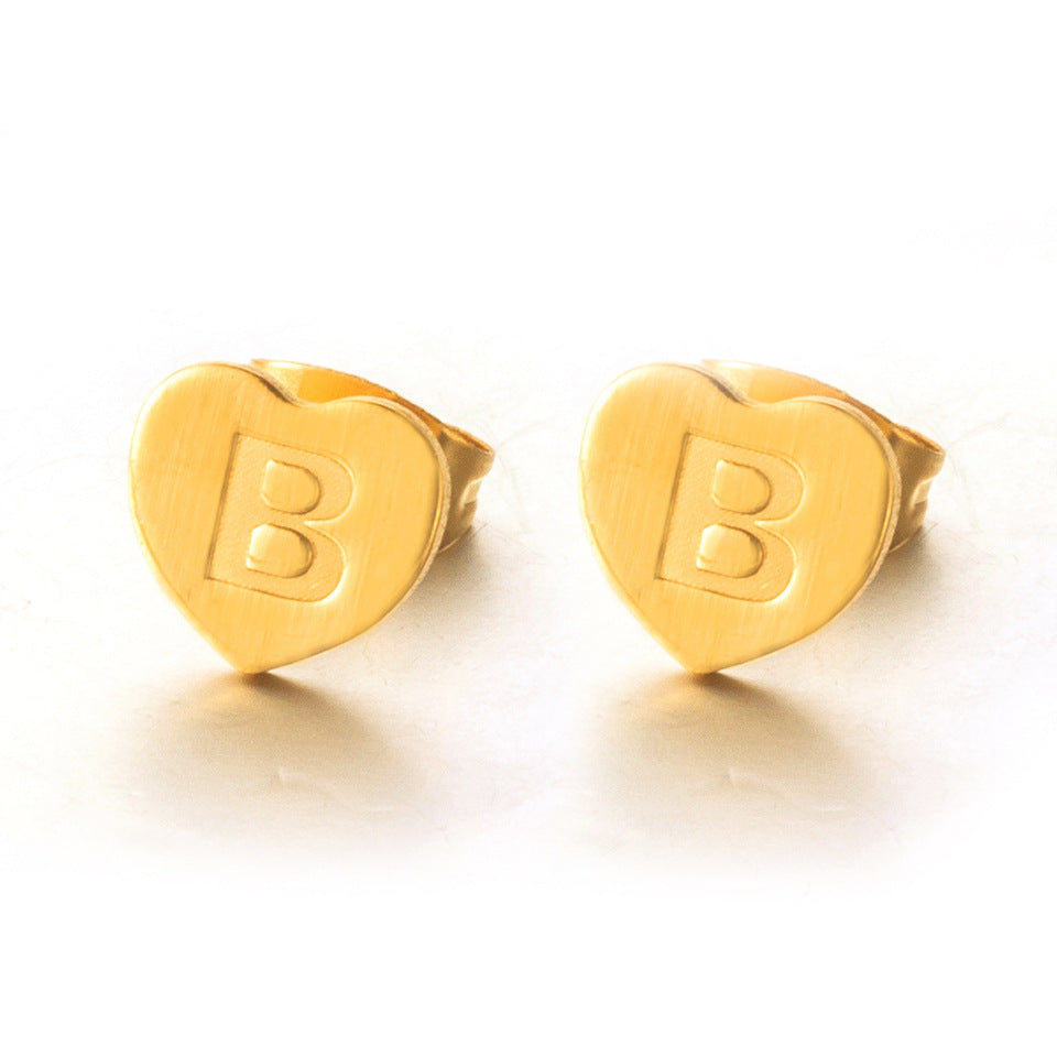 Wholesale English 26 Letter Gold Stainless Steel Earrings
