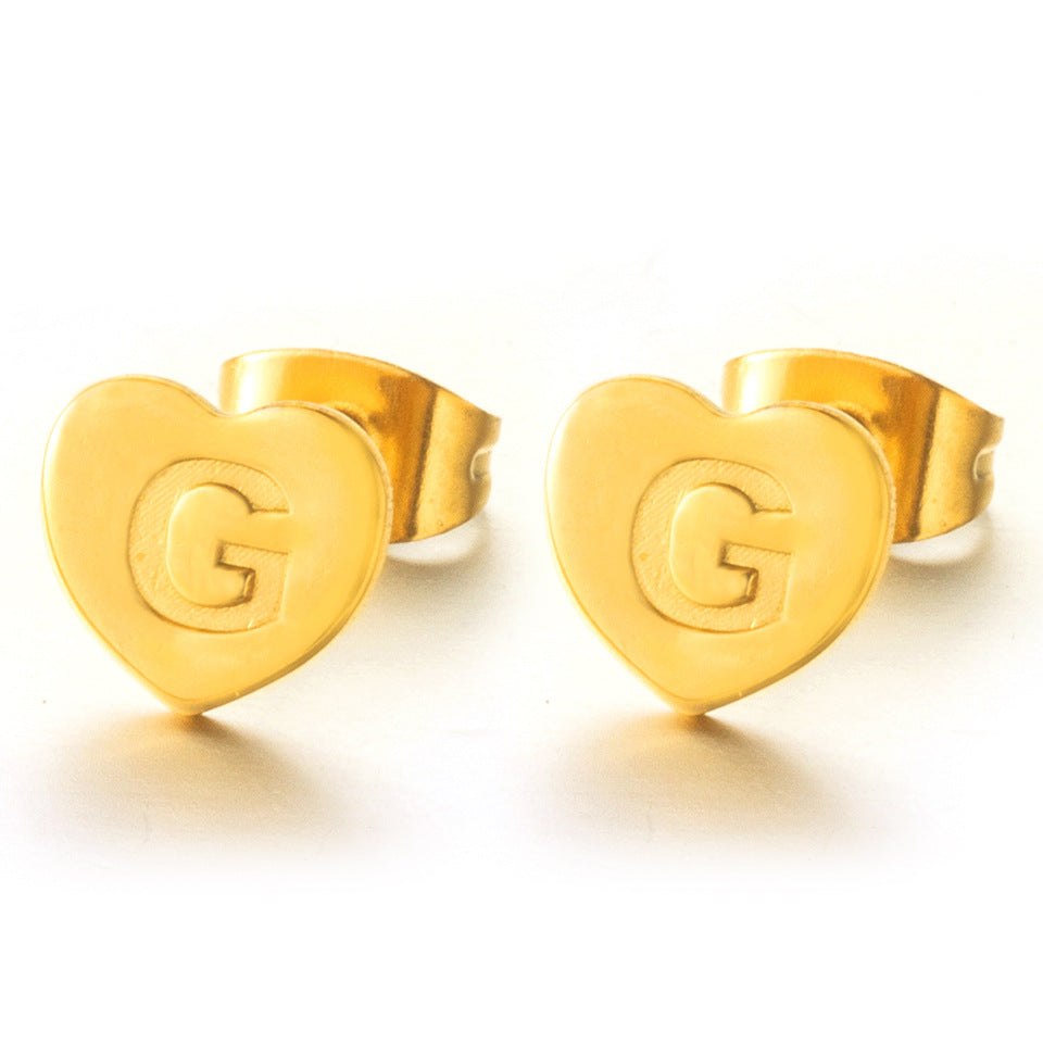 Wholesale English 26 Letter Gold Stainless Steel Earrings