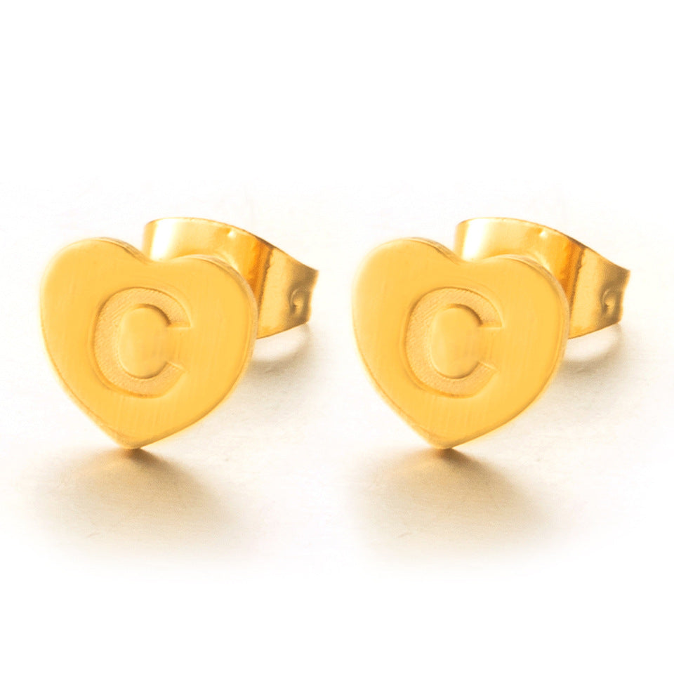 Wholesale English 26 Letter Gold Stainless Steel Earrings