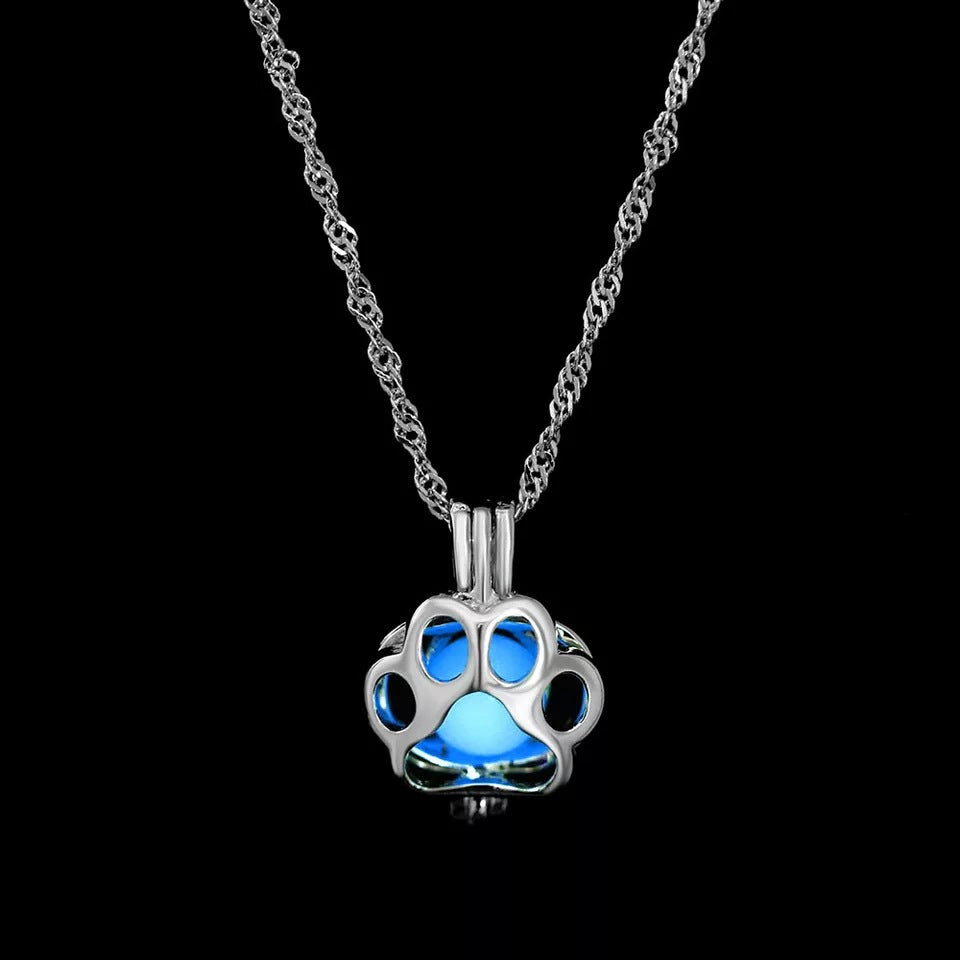 Wholesale  glow-in-the-dark dog footprint necklace