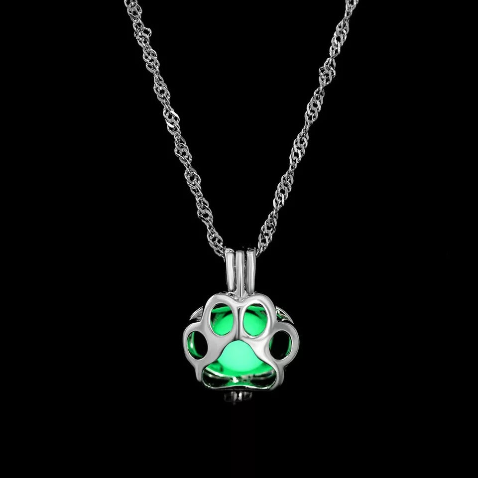 Wholesale  glow-in-the-dark dog footprint necklace