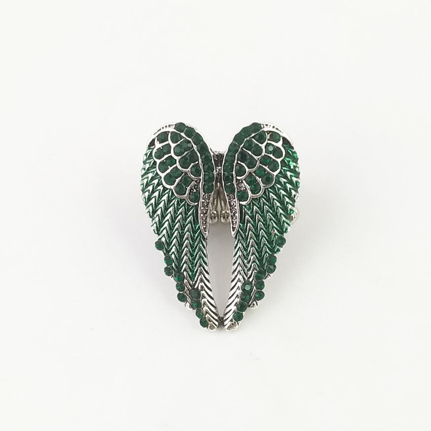 Wholesale Diamond-studded 3D Angel Wings Adjustable Vintage Ring