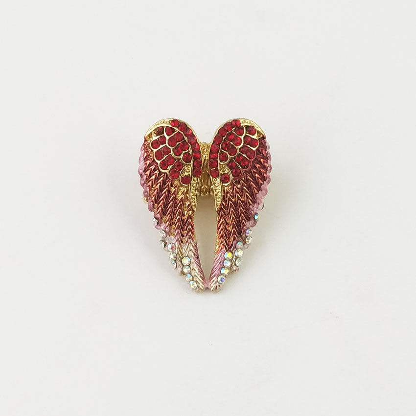 Wholesale Diamond-studded 3D Angel Wings Adjustable Vintage Ring