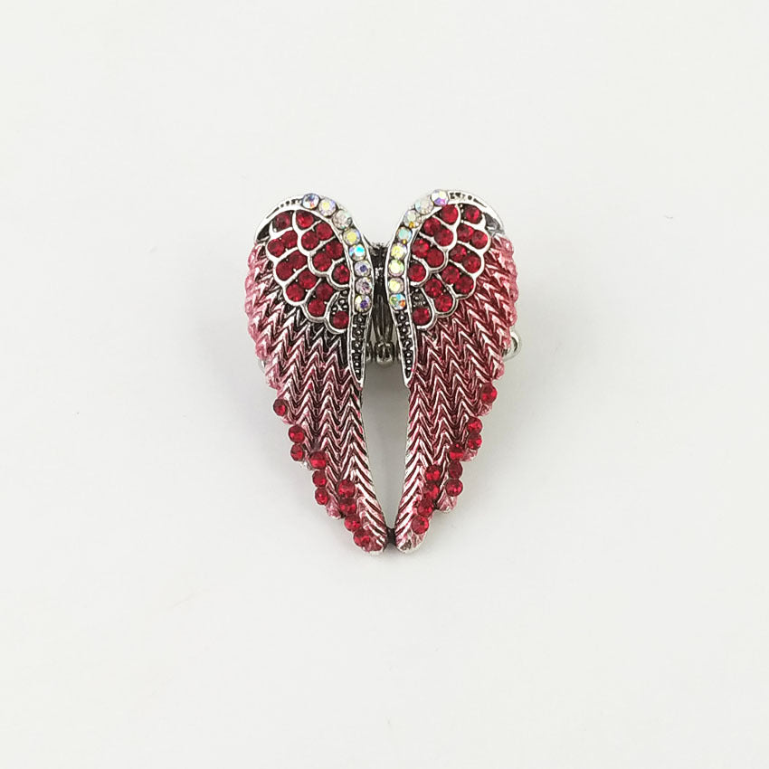 Wholesale Diamond-studded 3D Angel Wings Adjustable Vintage Ring