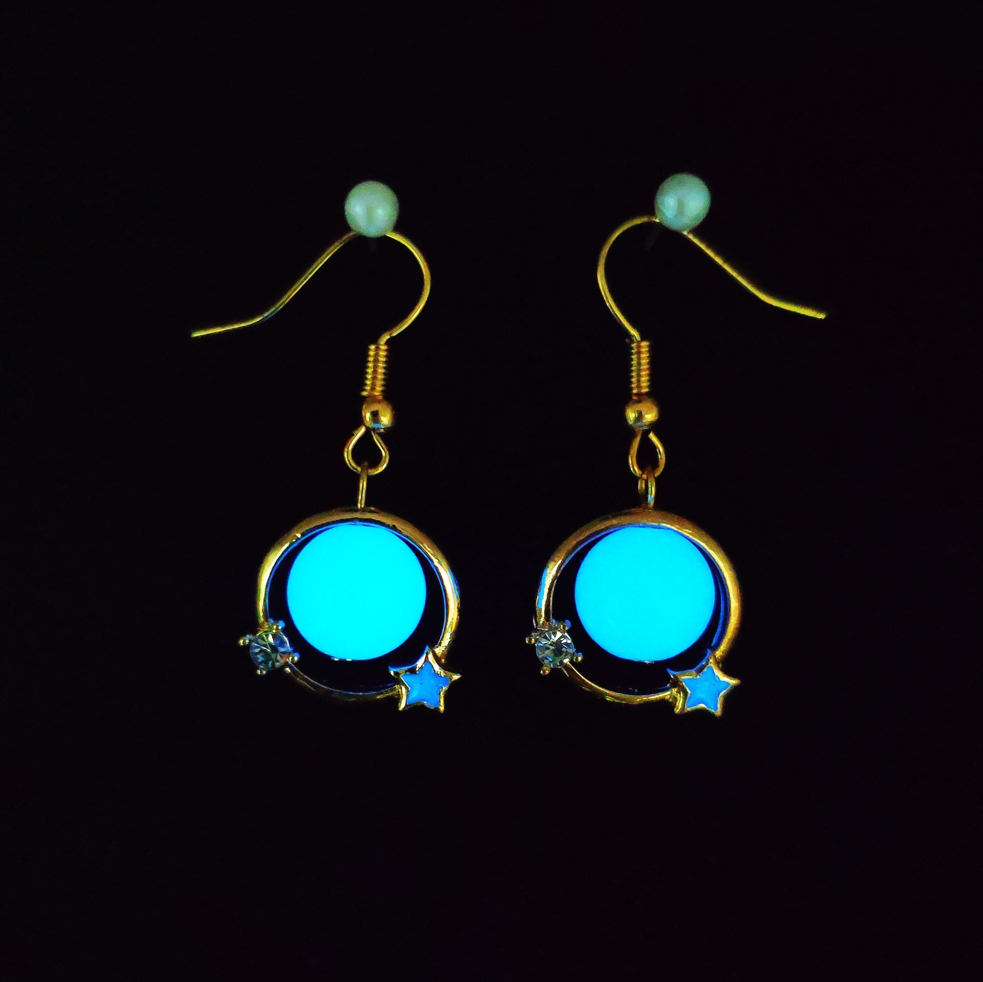 Wholesale Fish Hook Fashion Creative Glowing Starry Sky Stars and Moon Temperament Luminous Earrings