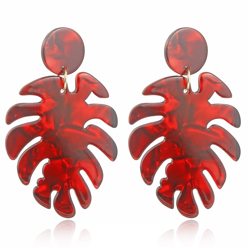 Wholesale Leaf Shaped Acrylic Acetate Earrings