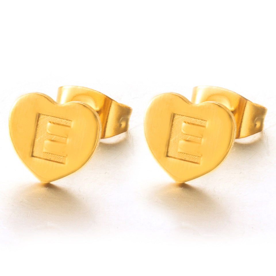 Wholesale English 26 Letter Gold Stainless Steel Earrings