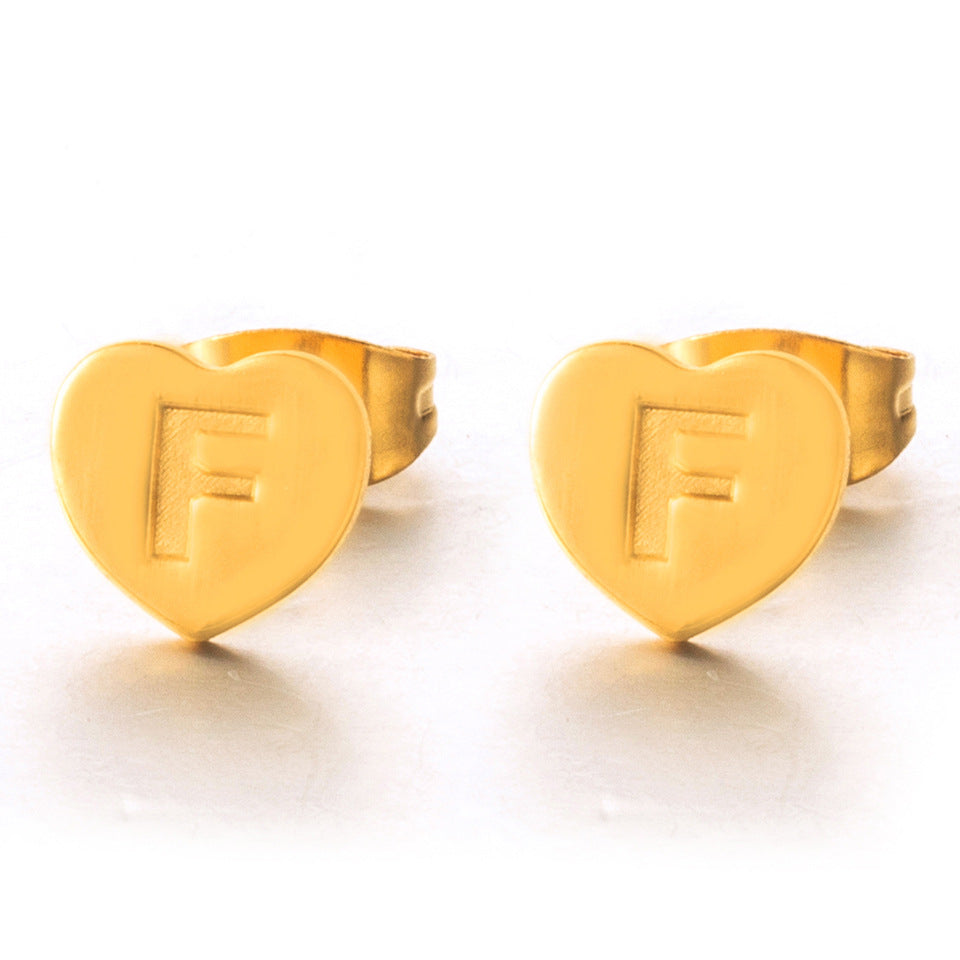 Wholesale English 26 Letter Gold Stainless Steel Earrings