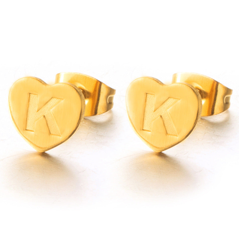 Wholesale English 26 Letter Gold Stainless Steel Earrings