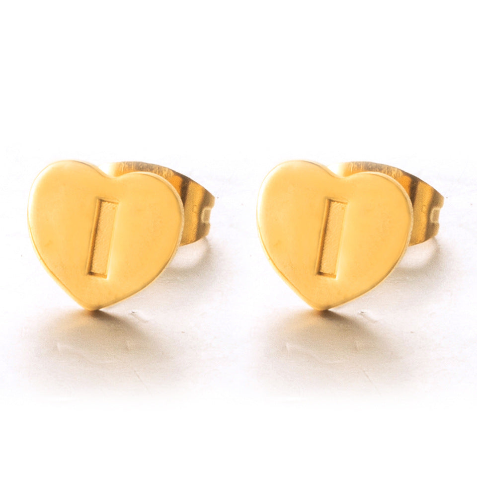 Wholesale English 26 Letter Gold Stainless Steel Earrings