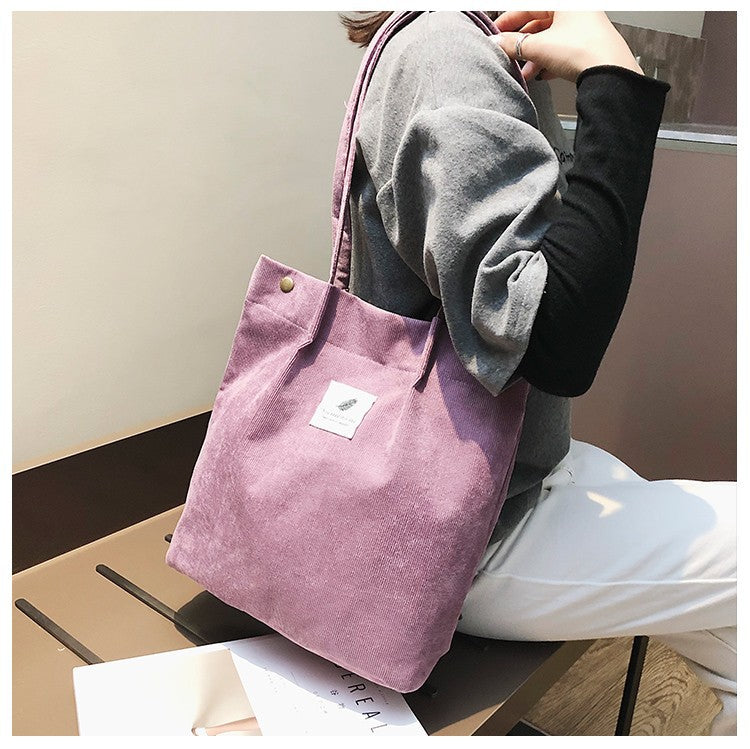 Wholesale Large Capacity Corduroy Shopping Bag Cloth Bag