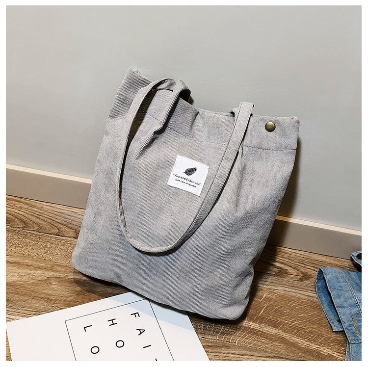 Wholesale Large Capacity Corduroy Shopping Bag Cloth Bag
