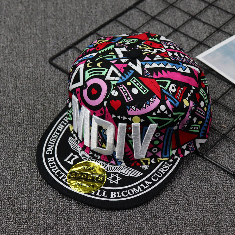 Wholesale Cotton MDIV Letter Embroidered Contrasting Flat Brim Hat