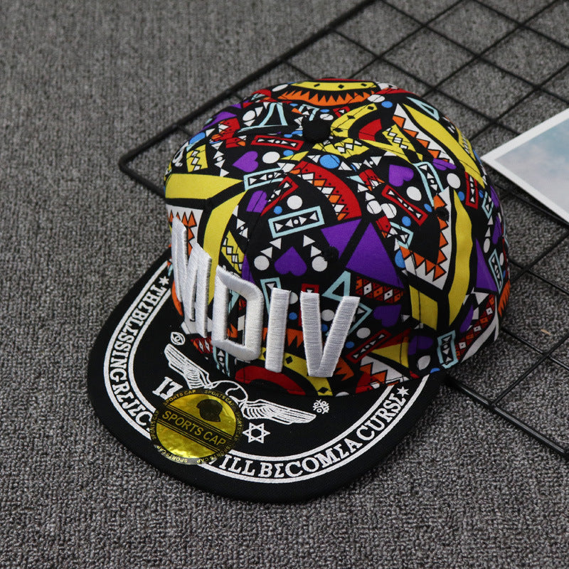 Wholesale Cotton MDIV Letter Embroidered Contrasting Flat Brim Hat