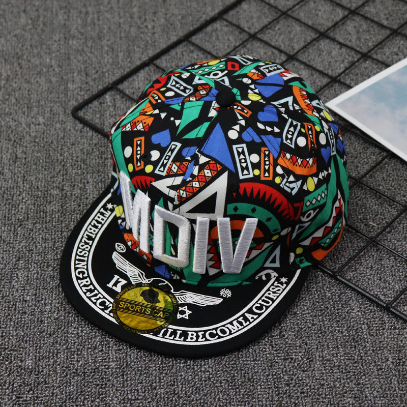 Wholesale Cotton MDIV Letter Embroidered Contrasting Flat Brim Hat